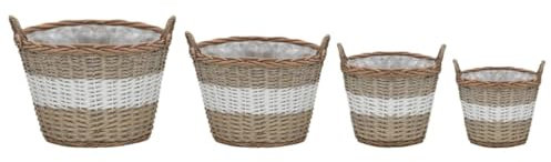 Pflanztisch Outdoor Wetterfest Hochbeete Für Garten Gitter - Hochbeet 4-TLG. Weide mit PE-Auskleidung für Hinterhof Balkon Draußen Garten