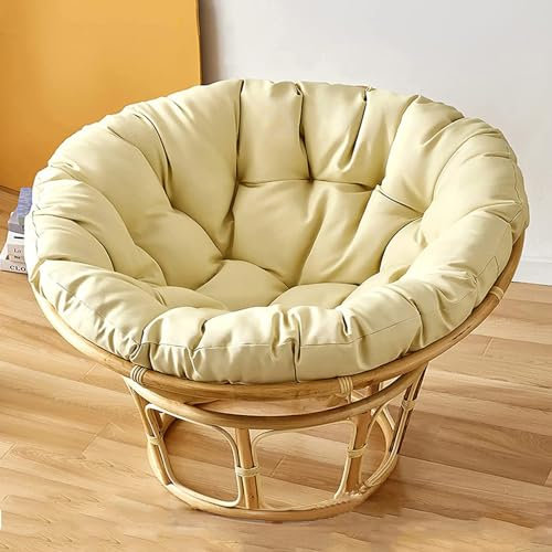 Papasansessel Kissen rund beige 110x110 cm Polyrattan Hängesessel Kissen