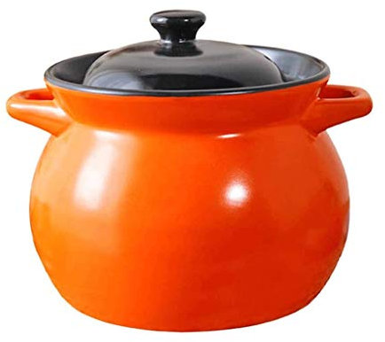NSTVVEE Olla sopera de cerámica con Tapa y Fuego Olla sopera Cazuela Redonda de cerámica Olla de Barro Olla de Barro Olla de cerámica con Resistencia al Calor