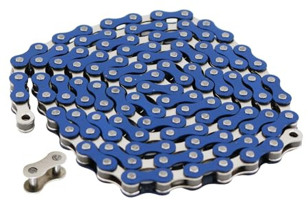 WEERAS Bicycle Chain, 116 Links, 1/2 x 1/8 inches, Steel Single Speed with Magic Buckle, for Fixed Gear Bikes, Commuter Bikes, MTB (Blue)