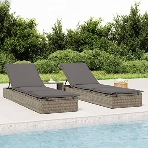 ShGaxin Sonnenliege mit Tisch Grau Poly Rattan, Gartenliege, Liegestuhl, Sonnenstuhl, Sonneninsel Outdoor, Liegen, Gartenmöbel, Bäderliege, Relaxliege - 319633