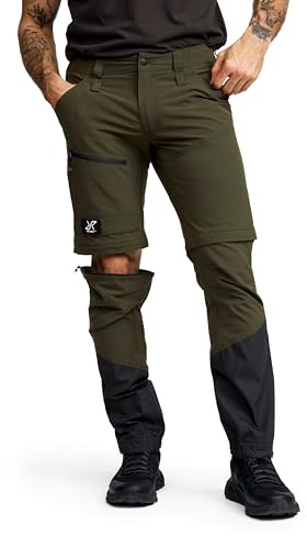 RevolutionRace Range PRO Stretch T Zip-off Pants da Uomo, Pantaloni da Trekking Convertibili per attività all'aperto, Forest Night/Anthracite, S
