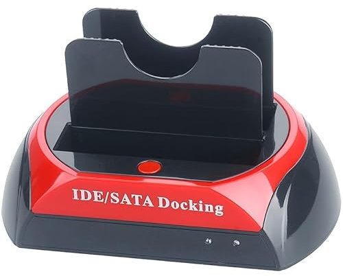 USB 2.0 External Hard Drive Docking Station SATA IDE Dual Slots Reader External Enclosure USB 2.0 Hub Supports all 2.5 / 3.5 IDE/SATA I/II/III hard disk and SSD