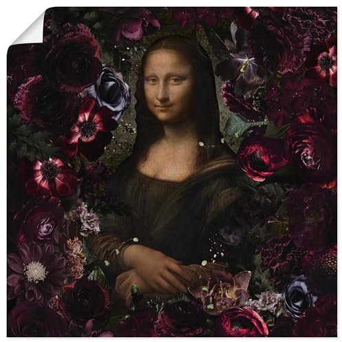 ARTLAND Wanddeko Poster & Kunstdrucke Wandposter 40x40 cm Blumen Rosen Gemälde Porträt Mona Lisa Renaissance U5KK