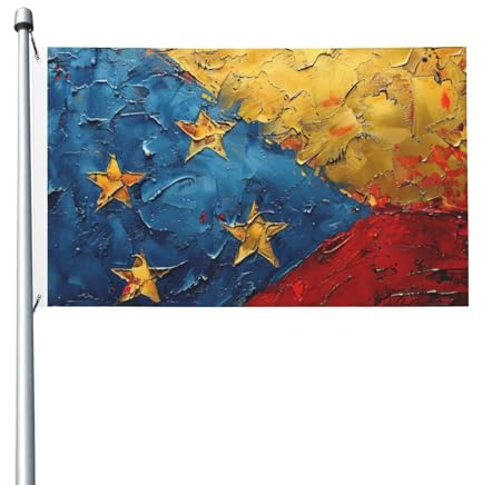 Bandera de Venezuela para interiores y exteriores, bandera de doble cara, para jardín, patio, exterior, tamaño decorativo de 3 x 5 pies