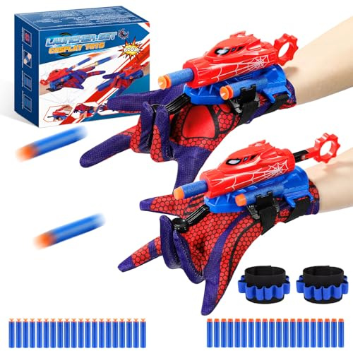 Braxel Spielzeug ab 4-12 Jahre Jungen, 2 Set Netzwerfer Launcher Handschuhe Kinder Geschenk Junge 5 6 7 8 9 10 11 Jahre Kinderspielzeug ab 5-12 Jahre Weihnachten Geschenk für Kinder