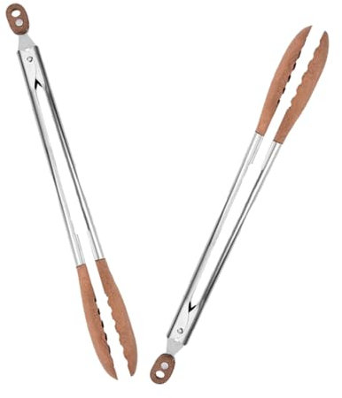 Generico 2 Pinze Per Alimenti In Acciaio Inossidabile Pinze Per Servire In Legno Pinze Da Cucina In Legno Pinze Per Servire L'Insalata Pinze Per Cena In Acciaio Inossidabile Pinze