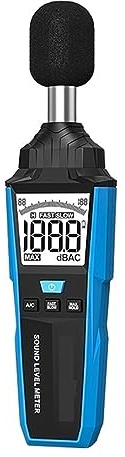 Fonometro 30~130dB Decibel Rumore Misurazione Audio Valore Massimo Blocco Dati Ponderazione A/C Veloce Lento