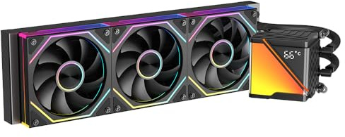 Jungle Leopard Stellar Realm-RS CPU Aio Water Cooling 360 mm with Temperature Display, 80 x 80 mm Jelly Design Large Cold Head, for LGA115X/1200/1700/1366/2011/2066, for AM3/AM3+/AM4/AM5 (BK)
