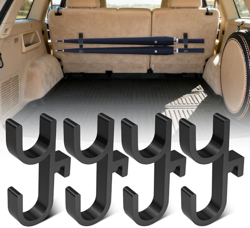 QINGHEC 4PCS Car Umbrella Hook,Car Boot Umbrella Holder Clip Hook,Universal Auto Trunk Umbrella Hooks,Space-Saving Auto Hooks Organizer for Seat Trunk Stroller Wheelchair Golf Boat