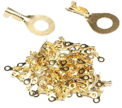 JIEYUZYUO 100Pcs Non-Insulated Cable Lugs Terminals Assorted Naked Connector Wire Cable Connectbrass Terminals Kit 3.2-6.2Mm/ Color/M4 4.2Mm