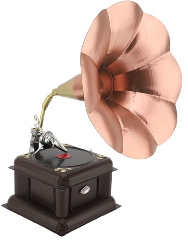 KUIDAMOS Ornement de Gramophone de Phonographe Rétro en Fer Vintage, Pièce de Décoration Multifonctionnelle pour Divers Espaces Intérieurs (Bronze Rouge)