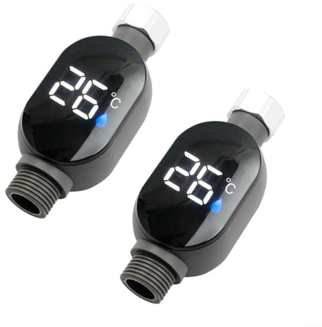 CNANRNANC Lot de 2 compteurs de température de douche LED, affichage LED 0 ℃ ~ 99 ℃ Mesure intelligente de la température pour la cuisine, la salle de bain, la maison essentiel