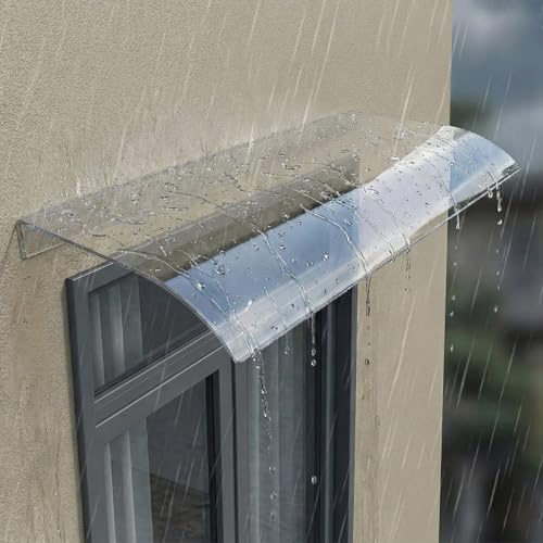 Auvent Porte d'Entrée, Marquise de Porte Exterieur, Toiture Abri de Jardin, Plaque Polycarbonate Transparent Solide, Auvent de Terrasse, Visière Protection Pluie Fenêtre, Abri Garage(45x201cm)