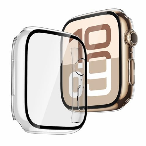 Recata Schutzhülle mit Displayschutz für 41mm Apple Watch Series 9/8/7 | 2 Stück Harte Hülle mit Gehärtetem Displayschutzglas für S9/S8/S7, Ultradünne Kratzfeste Touch-Empfindlich Case, Transparent