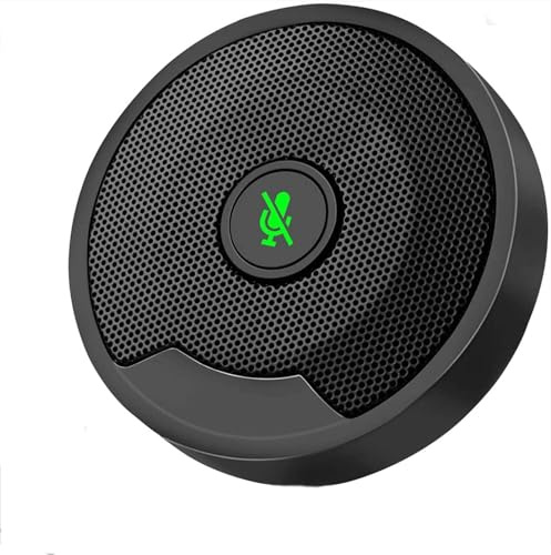 Microfono per Conferenze, Microfono da Tavolo USB Portatile Plug And Play con Silenziamento, Microfono Stereo per Pc Omnidirezionale A 360° per Videoconferenze, Giochi