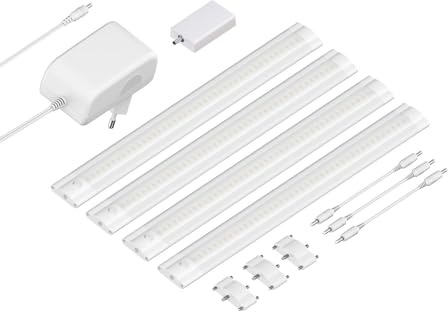ledscom.de Smarte LED Unterbau-Leuchte SIRIS weiß matt, WLAN-Controller, flach, Smart-Home, Alexa-fähig, je 30cm, je 370lm, weiß, 4er Set