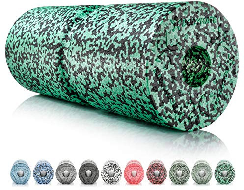 BODYMATE Faszienrolle Care Mittel-Hart mit umlaufender Rille zu Wirbelsäulen-Entlastung mit E-Book 35x14cm