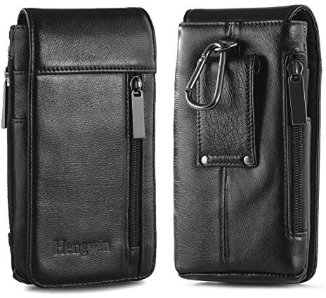 Hengwin Etui pour Téléphone Portable, Porte Cartes pour Téléphone Portable, étuis pour Samsung S25 S24 S23 S22 S21 S20 Ultra, S10 S9 S8 Plus, Petit Porte Monnaie en Cuir Véritable, Sac à Main