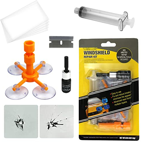 Vanwoke Kit de Réparation Pare-Brise Voiture,Kit Reparation Pare Brise,Outil de réparation de Pare-Brise de qualité supérieure pour Fissures,Fissures en Forme D'étoile,Longue Fissure