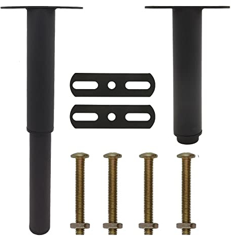 2er Set Möbelfüße Höhenverstellbar, 180-330mm Verstellbar Füße für Möbel | Höhenverstellbar von 18 bis 33 cm, aus kaltgewalztem Stahl und Kunststoff, inklusive Schrauben, Muttern und Montageplatte