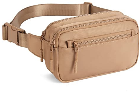 Telena Bauchtasche Damen Gürteltasche Herren, Sport Mode Hüfttaschen Frauen Brustbeutel Klein Umhängetasche Canvas Crossbody Bag mit verstellbarem Riemen,Braun