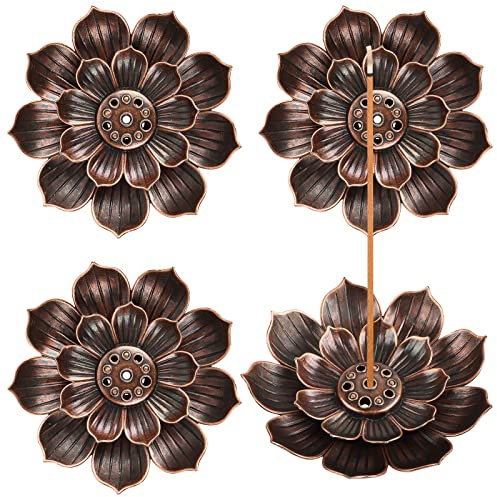 4 Pcs Incense Holder,Mini Lotus Incense Stick Holders Burner Holder with 6 Incense Holes for Office Tea House Meditation Yoga SPA Home Fragrance Decor(2.28 inch/5.8 cm)