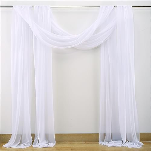 Lukery Hochzeit Vorhang Hochzeitsbogen, Querbehang Gardine Freihanddeko Himmelbett Vorhänge Stoff Tüll Transparent Voile Dekoration für Hochzeit, Torbogen, Zeremonie,Dekoration (Weiß,75 * 600cm)