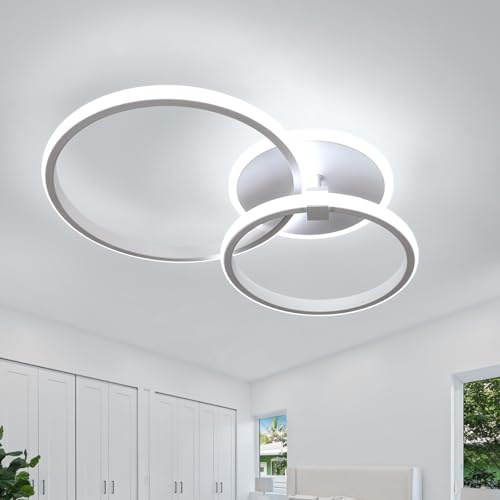 DELIPOP Modern LED Deckenleuchte, 42W 4700LM Weiß Runde Deckenlampe 6500K | Deckenlampen für Schlafzimmer Esstisch Halle Küche Esszimmer