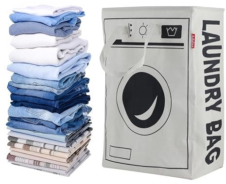 75L Sturdy Waterproof Linen Laundry Basket - Elegant Washing Basket with Durable Handles, Ideal for Organizing Laundry Bags, Spacious Design for Efficient Clothes Storage.