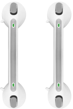 Newthinking Haltegriff mit Saugnapf, Dusche Saugnapf Haltegriff mit Saugwarnung 40cm, Haltegriff Dusche Ohne Bohren Haltegriff Badewanne Badezimmer Gehhilfe für Senioren Bad, 2 Stücke