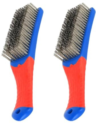 MIUPOO Wire Brush With Non Slip Rubber Handle, Heavy Duty Stainless Steel Wire Scratch Brush For Bbq Grill And Rust Paint Dirt Remover Metal Surface Cleaning,2 Pieces.