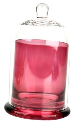 Folpus Cloche Portacandele con Cupola in Vetro Campana Display Cupola in Vetro Copri Campana Portacandele Tazza, Rosa Rossa