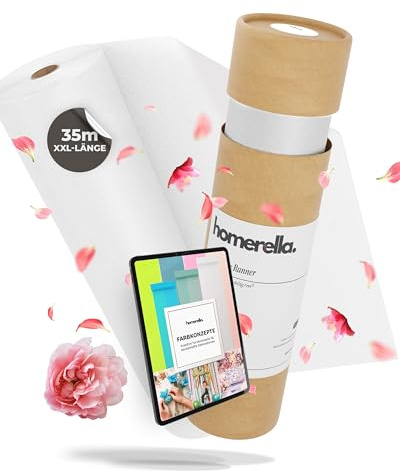 HOMERELLA® Weiß [30 cm x 35 m] – Vliesrolle – Table Runner Tischband – Stoff – Für Geburtstag, Hochzeit, Weihnachten, Taufe & Konfirmation – Dekoration