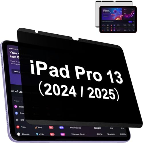 IPROKKO Magnetischer Blickschutzfolie Kompatibel mit iPad Pro 13 Zoll M4/M5 [2024/2025 7/8th], Abnehmbar Anti Glare Blaulicht Sichtschutzfolie Blickschutzfilter Sichtschutz Folie Privacy Screen
