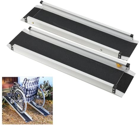 ECUTEE 2Pcs Wheelchair Ramp Telescopic Channel Ramps Max Load 275kg, Portable Adjustable Ramps for Wheelchairs Motorbike Mobility Scooter Home Front Door Stair Steps, with Carrying Bag