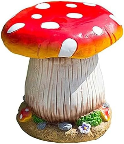 Juego de taburetes de mesa de resina para jardín, diseño de hongos para exteriores, escultura creativa de paisaje para patio, césped, estanque, decoración única