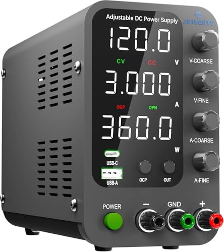Jesverty supply DC power 0~120V 0~3A Justad, USB & Type-C Snabb充电, Enaställning, 4 Siffror LED Visare