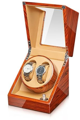 PAHION Automatische Uhrenbeweger Box Für 2/4 Uhren Klavierlack Holz Uhrenbeweger Box Mit PU-Softwatch-Kissen Leisem Mabuchi Motor Batteriebetrieb Oder Netzteil(2+0)