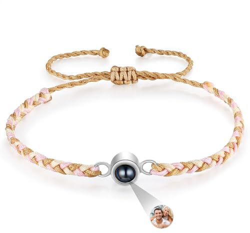 jewelora Foto Armband für Damen Herren Personalisiertes Armband mit Bild im Stein Projektions Freundschaftsarmbänder mit Gravur für Partners Personalisierte Geschenke (B)