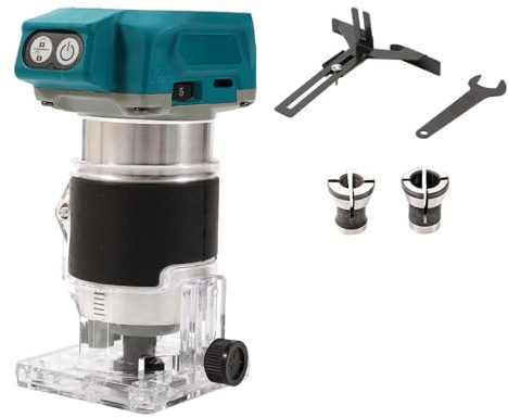 Desmoladora eléctrica, Aplanadora Desmoladora, 18V Cortador de madera, hasta 30.000 rpm, Eléctrico Router Carpinteros Herramienta sin escobillas, Cortador de carburo 6 mm 6,35 mm 8 mm (sin batería)