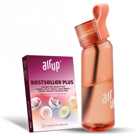 air up water bottle (22 oz) for school, sports, gym | includes 5 scent pods & straw | flavored bottle in orange – also for kids, boys, girls | no calories, sugar-free and suitable for carbonation