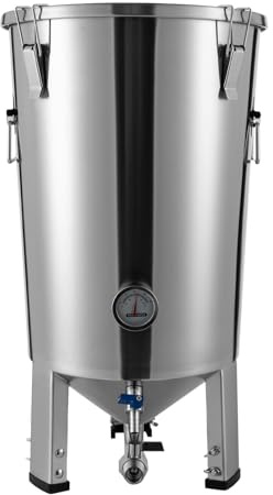 Serbatoio di fermentazione in acciaio inox 32 litri con spirale di raffreddamento e tubo di fermentazione per birra domestica ideale per birra o vino produzione design moderno con fondo conico per una