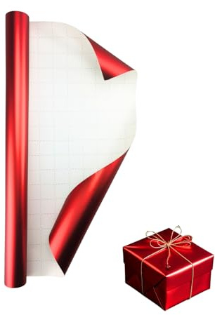 Mattglanz Geschenkpapier,Mattes Geschenkpapier Metallisch Geschenkpapierrolle für Weihnachten, Geburtstage, Ostern und alle festlichen Anlässe (Rot, 43cm*10m)