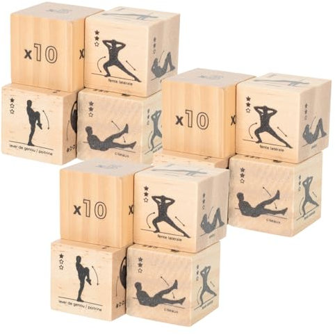 BESTonZON 3juegos Dados Fitness De Madera para Yoga y Ejercicio Dados Deportivos Portátiles para Entrenamiento Casa y Recreativos