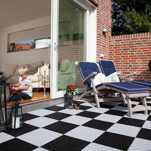 Bodenplatten aus Kunststoff hellgrau Sauna Garagen Pool und Balkon Bodenbelag 30 x 30 cm mit Stecksystem wetterfest