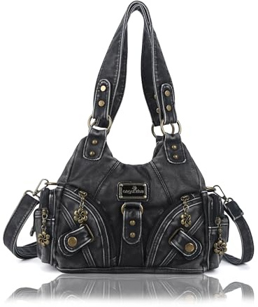 Angel Kiss Gandtasche für Damen, Kleine Hobo-Schultertaschen Veganes Leder Tragetasche mit Mehreren Taschen und Reißverschluss