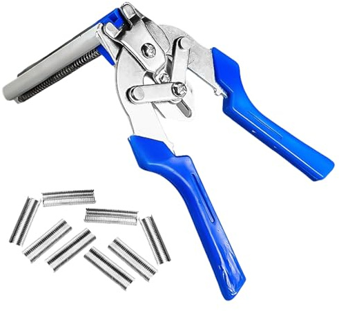 Heavy Duty Steel Wire Fencing Pliers Tool for Animal Cages Includes 600 M Clips with Ergonomic Grip for Secure Binding
