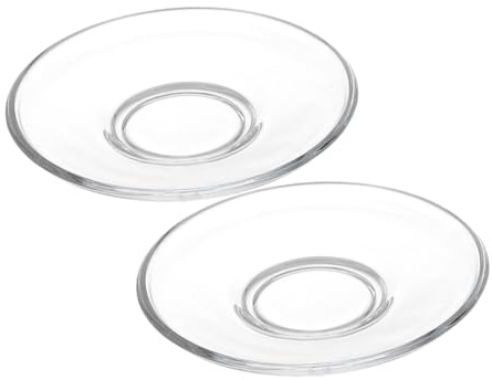 ELAYARD Assiette Transparente en Verre, Soucoupe Ronde en Verre pour Thé et Café, Lot de 2, Facile à Transporter, Anti-débordement, la Cuisine
