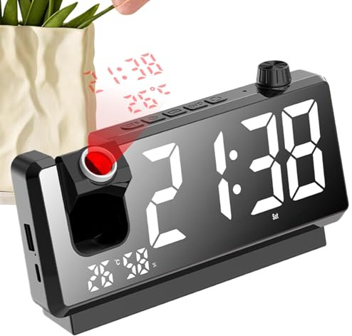 Proiettore di sveglia - Display temporale digitale, orologio a soffitto rotante | Dispositivo di proiezione wireless a 180 gradi, moderno decorazione da tavolo da letto per il viaggiatore del dormitor